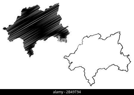 Wuppertal City (Bundesrepublik Deutschland, Nordrhein-Westfalen) Karte Vektor-Illustration, Skizze Stadt Wuppertal Karte Stock Vektor