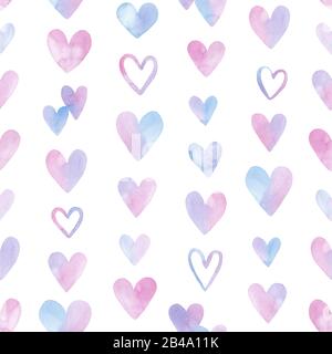 Valentinstag nahtloses Herzmuster, isoliert auf Weiß Stockfoto