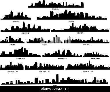 Darstellung von Skylines mit weißem Hintergrundvektor Stock Vektor