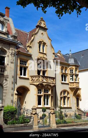 Frankreich, Mosel, Metz, Kaiserviertel, Jugendstil-Villa an der 18 Avenue Foch, Haus des Architekten Conrad Wahn Designer des kaiserlichen Viertels Stockfoto