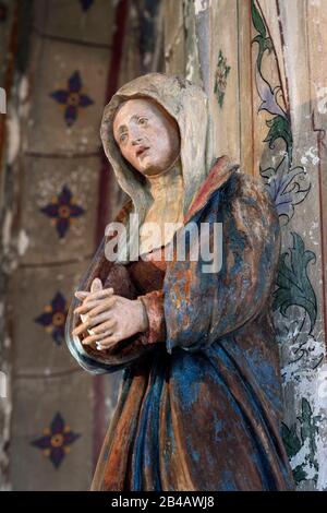 Frankreich, Meuse, Genicourt sur Meuse, St. Mary Magdine Kirche, Statue der Jungfrau, die dem Bildhauer Ligier Richier (16. Jahrhundert) zugeschrieben wird Stockfoto