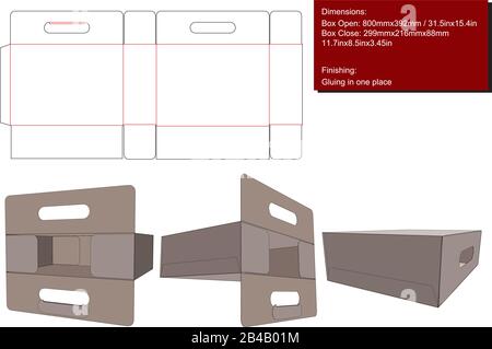 Träger Box Schablone Matrize Cut Vektor Stock Vektor
