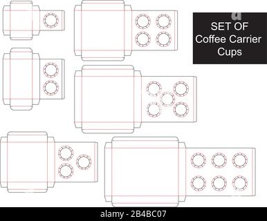 SET MIT CUPS FÜR DEN KAFFEETRÄGER Stock Vektor