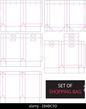 Satz Einkaufstaschen mit Druckschnitt Stock Vektor