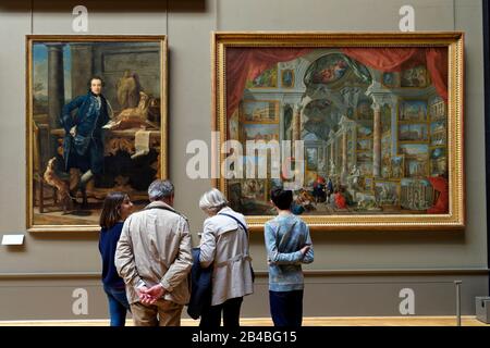 Frankreich, Paris, UNESCO-Weltkulturerbe, Louvre Museum, 18. italienische Malereien, Galerie mit Ausblicken auf Das Moderne Rom von Giovanni Paolo Panini Stockfoto