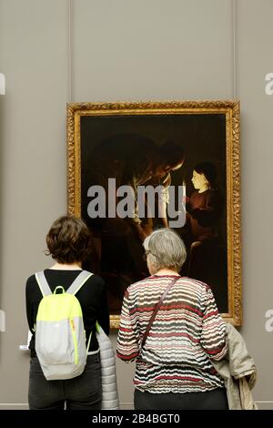 Frankreich, Paris, von der UNESCO zum Weltkulturerbe erklärt, Louvre Museum, Saint Joseph the Carpenter von Georges de la Tour Stockfoto