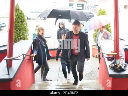 Robert Habeck in Marktoberdorf, 5. März 2020. Der Politiker Robert HABECK, Bundesvorsitzender Bündnis 90 die Gruenen spricht bei seinem Besuch im Kino Filmburg am 5. März 2020 in Marktoberdorf © Peter Schatz / Alamy Live News Stockfoto