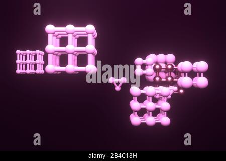 Abstrakte Hintergrunddarstellung, Molekülienstil Interlocked Sphere, für Design und grafische Ressourcen. 3D-Rendering. Stockfoto