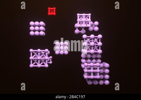 Abstrakte Hintergrunddarstellung, Molekülienstil Interlocked Sphere, für Design und grafische Ressourcen. 3D-Rendering. Stockfoto