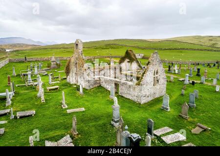 Die Ruinen einer Kirche in Balnakeil in Schottland Stockfoto