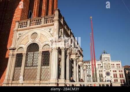 Loggia, Piazza San Marco, Markusplatz, Venedig, Venetien, Italien. Stockfoto