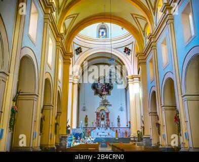 Basilica Altar Templo de San Agustin Church Puebla Mexico. Die Jesuitenkirche wurde 1555 bis 1612 erbaut Stockfoto