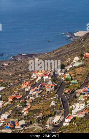 Spanien, Kanarische Inseln, La Palma, Las Indias, erhöhten Blick auf die Stadt. Stockfoto