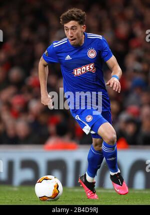 Konstantinos Tsimikas von Olympiacos - Arsenal gegen Olympiacos, UEFA Europa League - Runde der 32. Etappe, Emirates Stadium, London, Großbritannien - 27. Februar 2020 Stockfoto