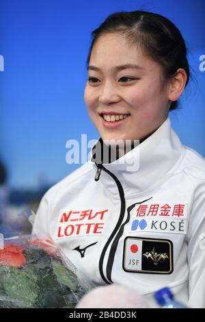 Tallinn, Estland. März 2020. Tomoe KAWABATA aus Japan, während Des Ladies Short Program bei den ISU World Junior Figure Skating Championats 2020 in der Tondiraba-Eishalle, am 06. März 2020 in Tallinn, Estland. Credit: Raniero Corbelletti/AFLO/Alamy Live News Stockfoto