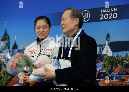 Tallinn, Estland. März 2020. Tomoe KAWABATA aus Japan, während Des Ladies Short Program bei den ISU World Junior Figure Skating Championats 2020 in der Tondiraba-Eishalle, am 06. März 2020 in Tallinn, Estland. Credit: Raniero Corbelletti/AFLO/Alamy Live News Stockfoto