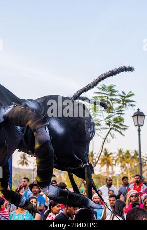 Margao, Goa/Indien - 23. Februar 2020: Schwebt und Figuren, die während der Karnevalsfeiern in Goa, Indien/Touristenveranstaltungen in Goa zu sehen sind Stockfoto