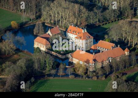 Luftbild, Schloss Haus Borg, Rinkerode, Drensteinfurt, Münsterland, Nordrhein-Westfalen, Deutschland Stockfoto