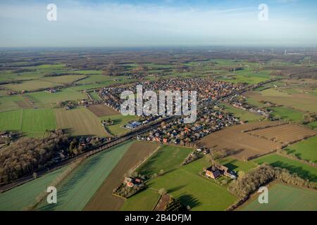 Luftbild, Panorama über Rinkerode, Drensteinfurt, Münsterland, Nordrhein-Westfalen, Deutschland Stockfoto