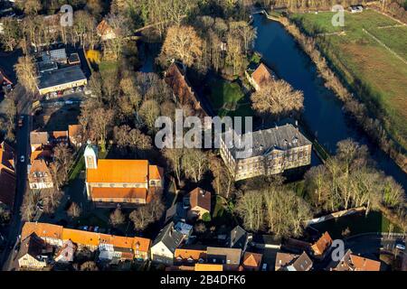 Luftbild, Altstadt und Wasserburg Haus Steinfurt, Drensteinfurt, Münsterland, Nordrhein-Westfalen, Deutschland Stockfoto