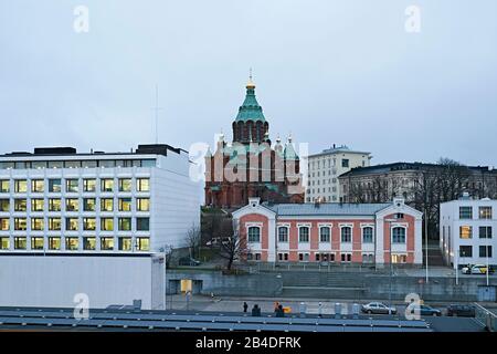 Uspenski-Kathedrale im November in Helsinki, Finnland Stockfoto