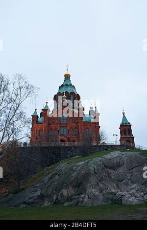 Uspenski-Kathedrale im November in Helsinki, Finnland Stockfoto