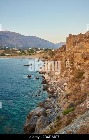 Landschaft von der Küste bei Plakias, Sonnenuntergang, Crete, Griechenland Stockfoto