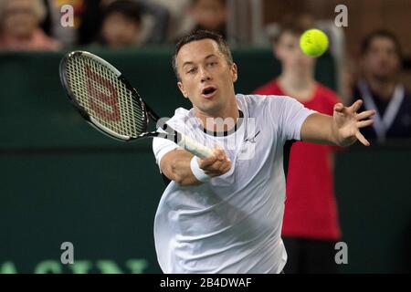 Düsseldorf, Deutschland. März 2020. Tennis, Herren, Davis Cup - Qualifikation, Deutschland - Weißrussland: Kohlschreiber (Deutschland) - Gerassimow (Weißrussland). Philipp Kohlschreiber in Aktion. Kredit: Federico Gambarini / dpa / Alamy Live News Stockfoto