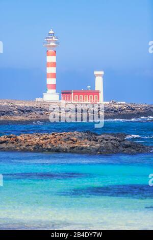 Leuchtturm von Toston, El Cotillo, Fuerteventura, Kanarische Inseln, Spanien, Europa Stockfoto