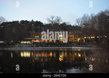 Fischerhuette, Schlachtensee, Zehlendorf, Berlin, Deutschland/Fischerhütten Stockfoto