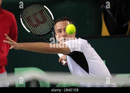 Düsseldorf, Deutschland. März 2020. Tennis, Herren, Davis Cup - Qualifikation, Deutschland - Weißrussland: Kohlschreiber (Deutschland) - Gerassimow (Weißrussland). Philipp Kohlschreiber in Aktion. Kredit: Federico Gambarini / dpa / Alamy Live News Stockfoto