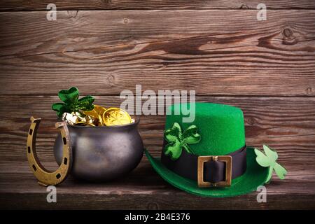 Grün ST. Hintergrund des Patrick Day. Grußkarte für den Urlaub. St. patrick Day. Stockfoto