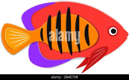 Rifffisch im Papierkunststil Stock Vektor