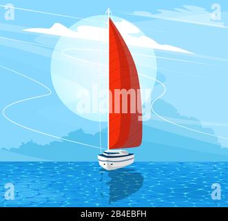 Segelschiffbanner im Cartoon-Stil Stock Vektor