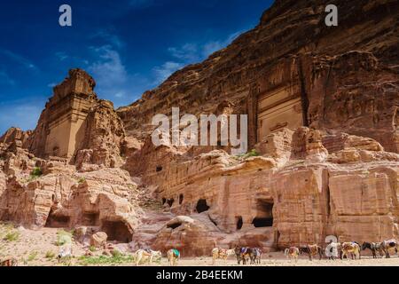 Ruinen auf dem Main Petra Trail, Jordanien Stockfoto