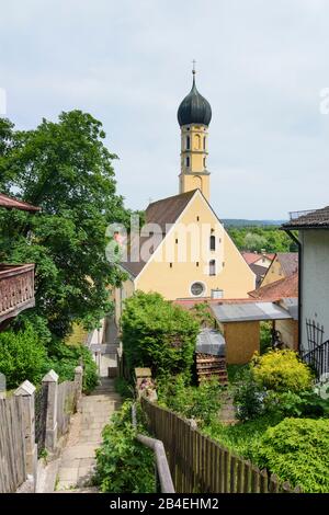 Wolfratshausen, Kirche St. Andreas, Altstadt in Oberbayern, Tölzer Land, Oberbayern, Bayern/Bayern, Deutschland Stockfoto