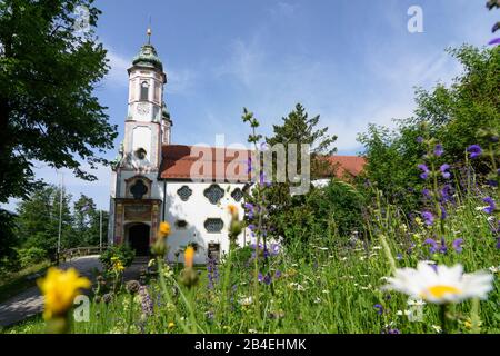 Bad Tölz, Kalvarienberg (Kalvarienberg), Heilig-Kreuz-Kirche (Heilig-Kreuz-Kirche) in Oberbayern, Tölzer Land, Oberbayern, Bayern/Bayern, Deutschland Stockfoto