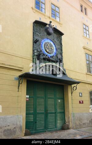 Zatec (Saaz), Astronomische Hop Clock in Chram chmele a Piva (Hop and Beer Temple) in Ustecky, Aussiger Region, Usti nad Labem Region, Tschechisch Stockfoto