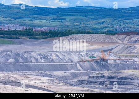 Most (Brüx), Braunbagger, Überlastförderbagger, Bagger, Maschinen, Erzgebirge (Erzgebirge) in Ustecky, Aussiger Region, Usti nad Labem Region, Tschechien Stockfoto