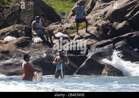 Fischer in der Armação, Fishery, Florianópolis, Santa Catarina, Brasilien Stockfoto