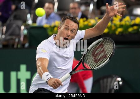 Düsseldorf, Deutschland. März 2020. Tennis, Herren, Davis Cup - Qualifikation, Deutschland - Weißrussland: Kohlschreiber (Deutschland) - Gerassimow (Weißrussland). Philipp Kohlschreiber in Aktion. Kredit: Federico Gambarini / dpa / Alamy Live News Stockfoto