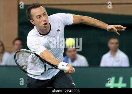 Düsseldorf, Deutschland. März 2020. Tennis, Herren, Davis Cup - Qualifikation, Deutschland - Weißrussland: Kohlschreiber (Deutschland) - Gerassimow (Weißrussland). Philipp Kohlschreiber in Aktion. Kredit: Federico Gambarini / dpa / Alamy Live News Stockfoto