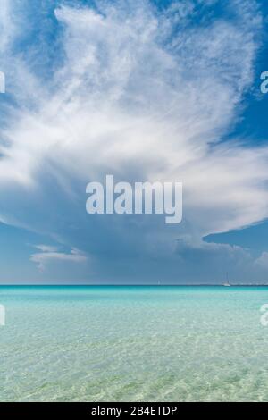 Punta Pizzo, Gallipoli, Salento, Apulien, Italien, Europa. Das türkisfarbene Meer am Strand von Punta Pizzo Stockfoto