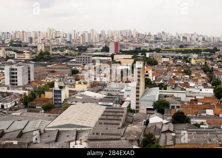 Luftbild der Urbanisierung, Cambuci, São Paulo, Brasilien Stockfoto