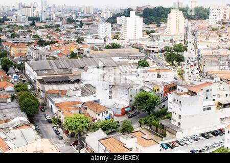 Luftbild der Urbanisierung, Cambuci, São Paulo, Brasilien Stockfoto