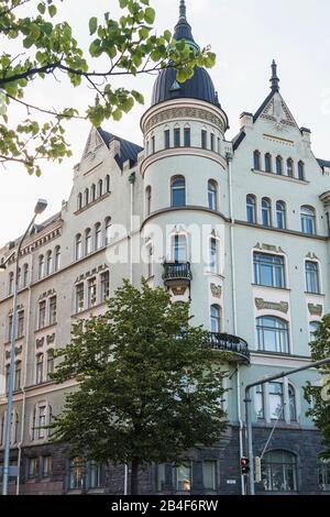 Helsinki, Pohjoisranta, Jugendstil façade Stockfoto