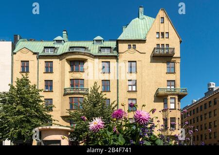 Helsinki, Altstadt, Kasarmitori-Platz, Jugendstil façade Stockfoto