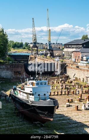 Helsinki, Insel Suomenlinna, Viaporin telakka, Trockendock Stockfoto