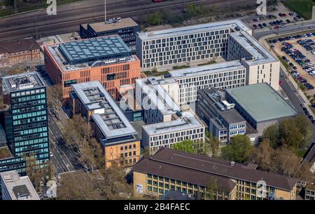 Luftbild des neuen Justizzentrums an der Moritz-Fiege-Straße mit Staatsanwalt, Landgericht und Landgericht in Dortmund im Ruhrgebiet im Bundesland Nordrhein-Westfalen, Deutschland Stockfoto