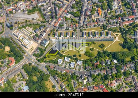 Luftbild des Wissenschaftsparks Gelsenkirchen in Gelsenkirchen im Ruhrgebiet in Nordrhein-Westfalen in Deutschland. Stockfoto